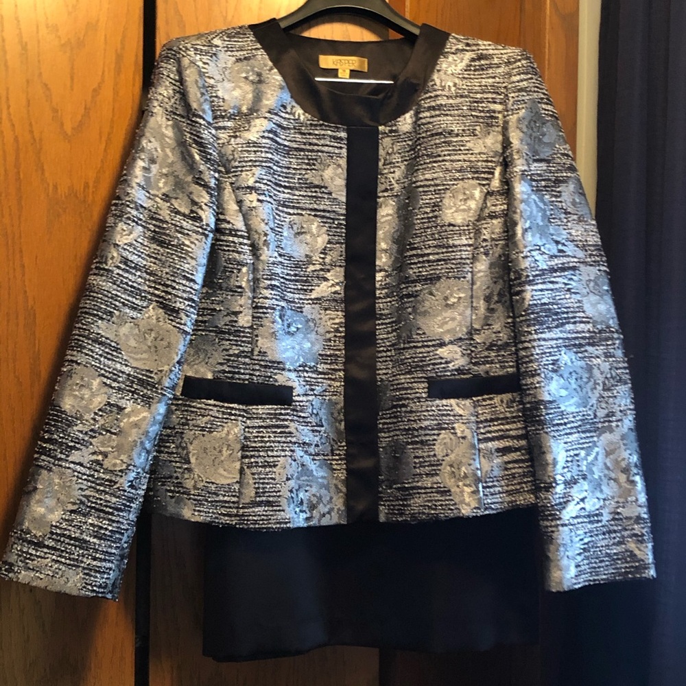 KASPER BLACK AND SILVER SKIRT SUIT